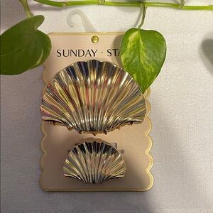 Gold and Silver Shell Hair Clips